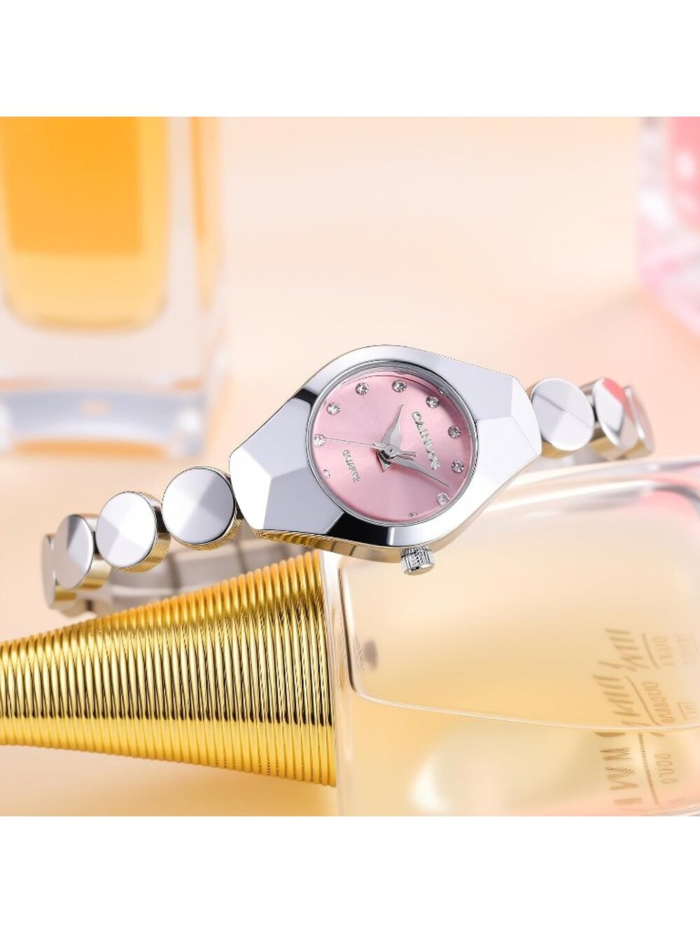 Women's Silver Stainless Steel Band Elegant Minimalist Quartz Dress Wrist Watch - Picture 3 of 5